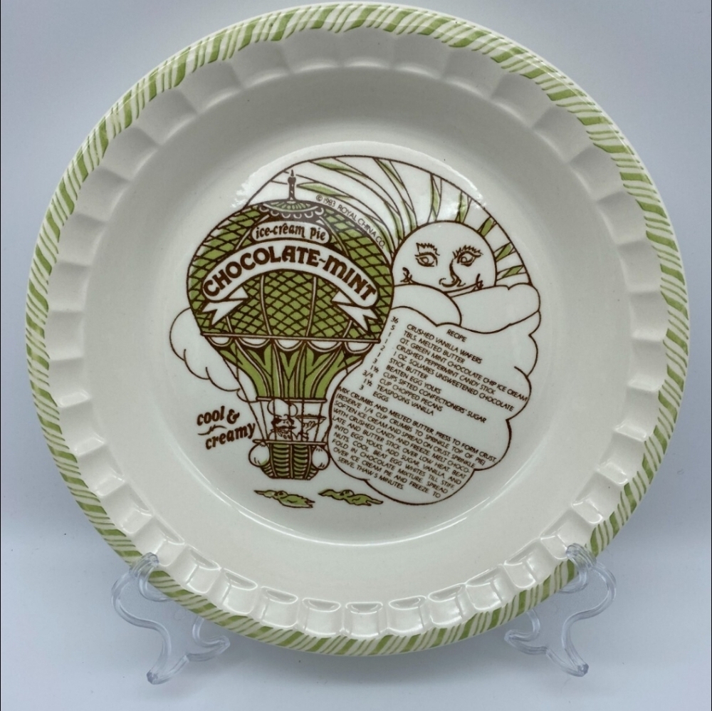 Vintage Rare Chocolate Mint Ice Cream Pie Plate - Picture 2 of 9